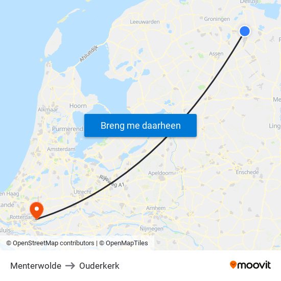 Menterwolde to Ouderkerk map