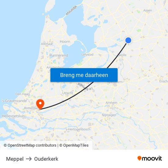 Meppel to Ouderkerk map