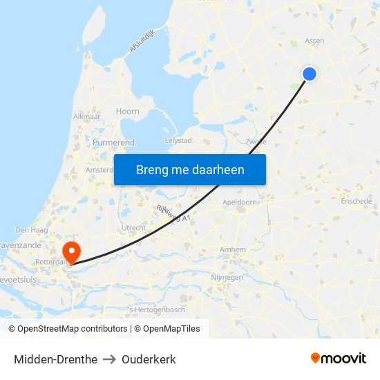 Midden-Drenthe to Ouderkerk map