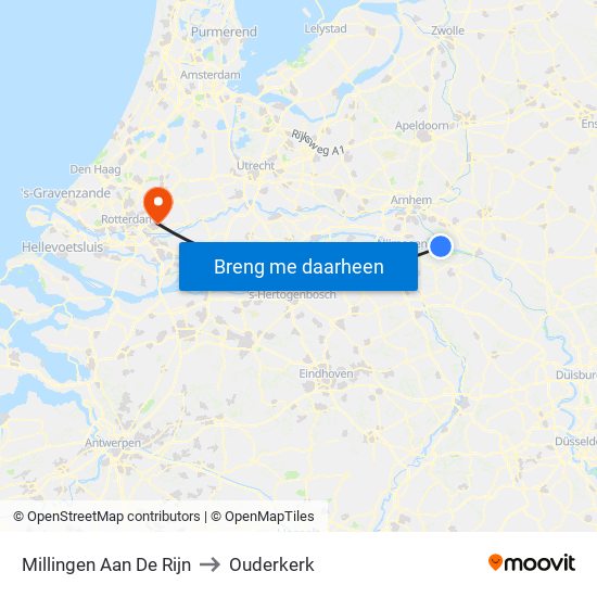 Millingen Aan De Rijn to Ouderkerk map