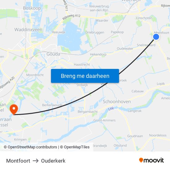 Montfoort to Ouderkerk map