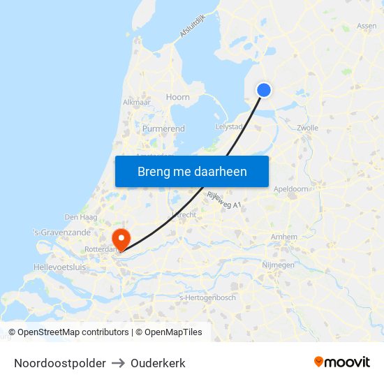 Noordoostpolder to Ouderkerk map