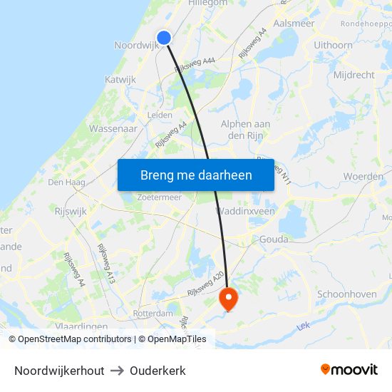 Noordwijkerhout to Ouderkerk map