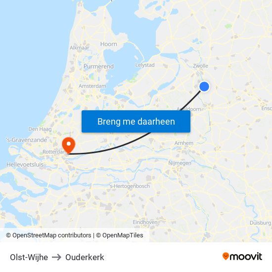 Olst-Wijhe to Ouderkerk map