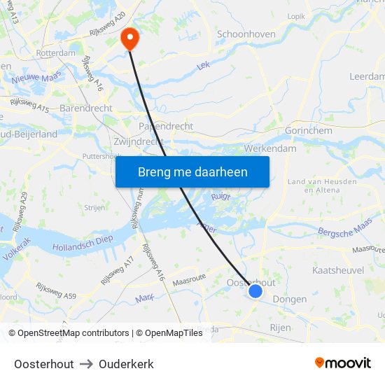 Oosterhout to Ouderkerk map