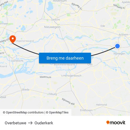 Overbetuwe to Ouderkerk map