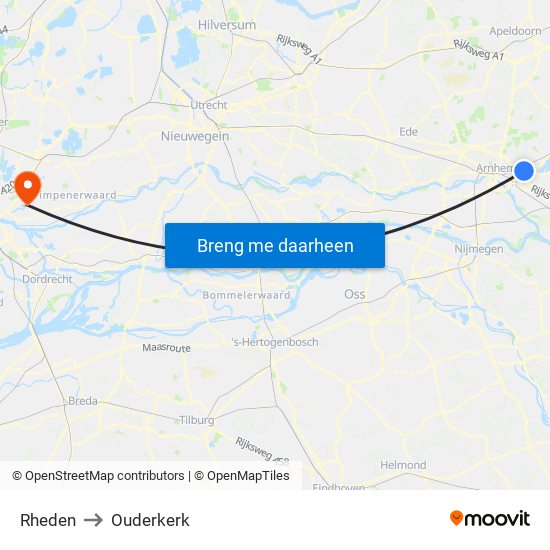 Rheden to Ouderkerk map