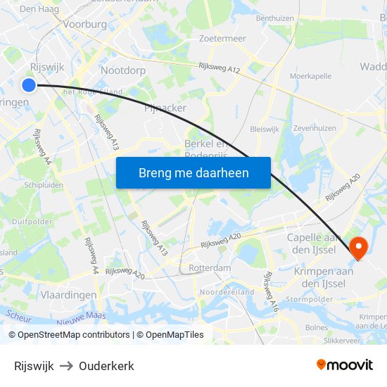 Rijswijk to Ouderkerk map