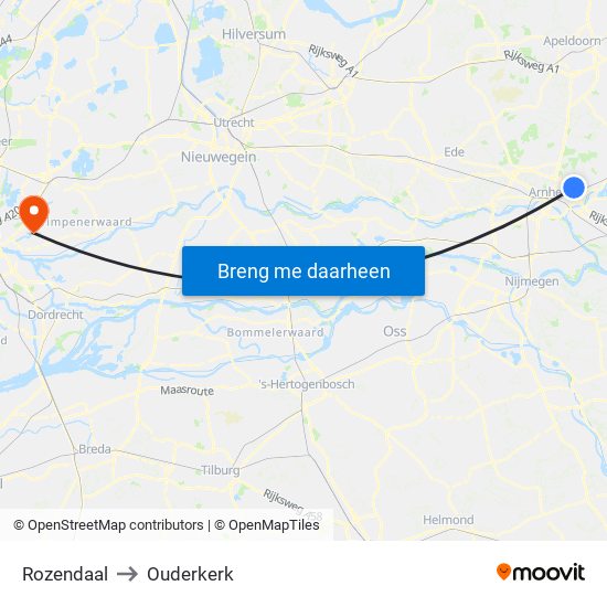 Rozendaal to Ouderkerk map