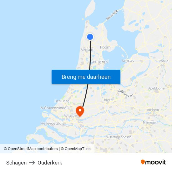 Schagen to Ouderkerk map