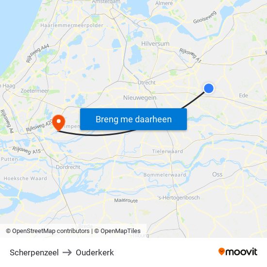 Scherpenzeel to Ouderkerk map