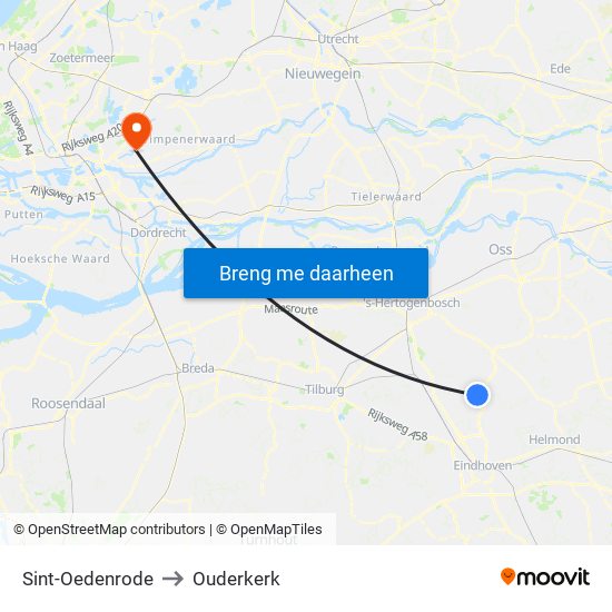 Sint-Oedenrode to Ouderkerk map