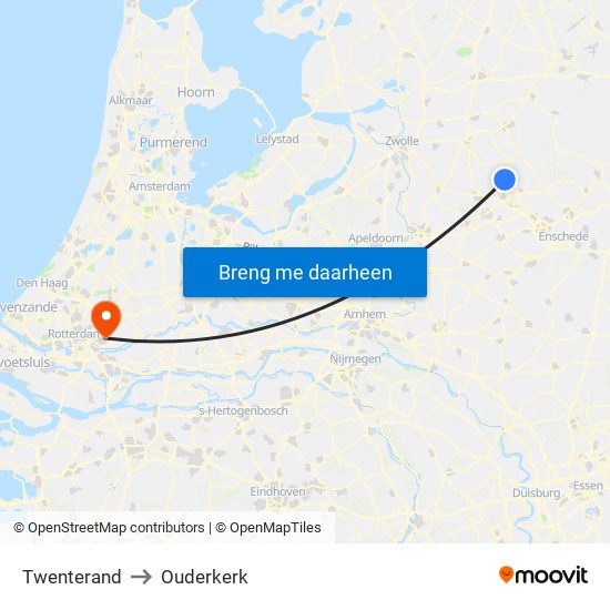 Twenterand to Ouderkerk map