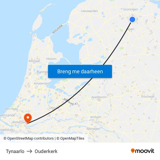 Tynaarlo to Ouderkerk map