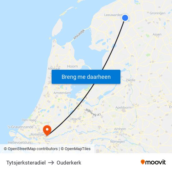 Tytsjerksteradiel to Ouderkerk map