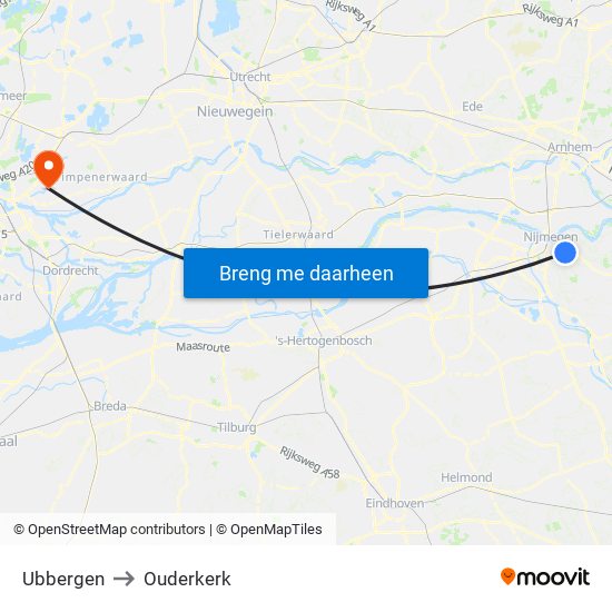 Ubbergen to Ouderkerk map