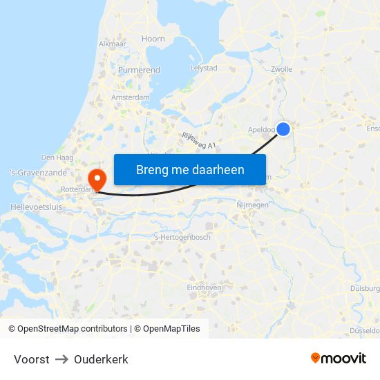 Voorst to Ouderkerk map