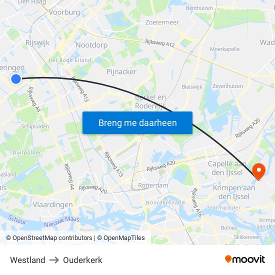Westland to Ouderkerk map