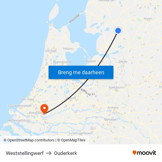 Weststellingwerf to Ouderkerk map