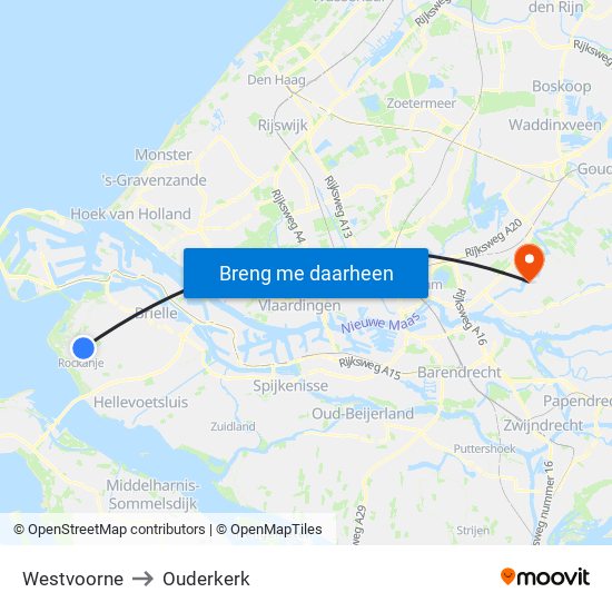 Westvoorne to Ouderkerk map