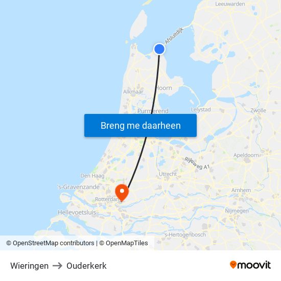 Wieringen to Ouderkerk map