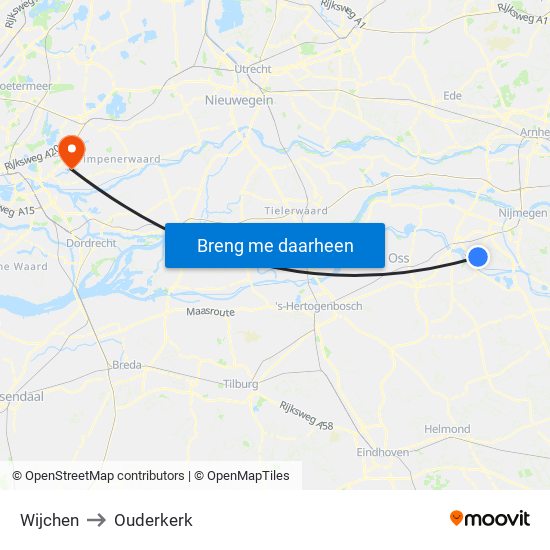 Wijchen to Ouderkerk map