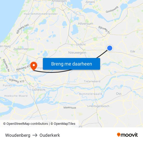 Woudenberg to Ouderkerk map