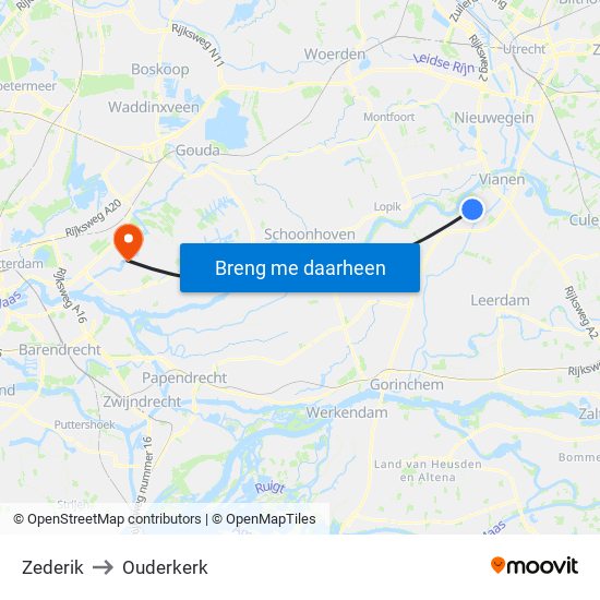 Zederik to Ouderkerk map