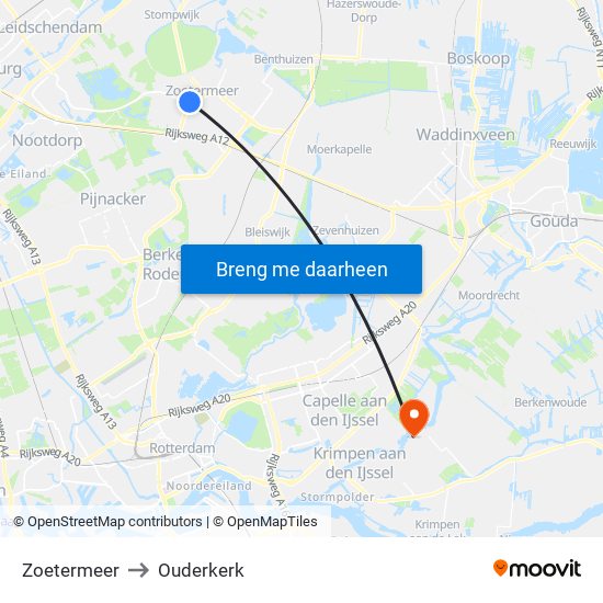 Zoetermeer to Ouderkerk map