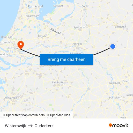 Winterswijk to Ouderkerk map