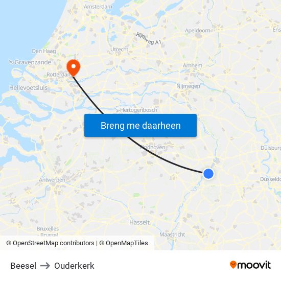 Beesel to Ouderkerk map