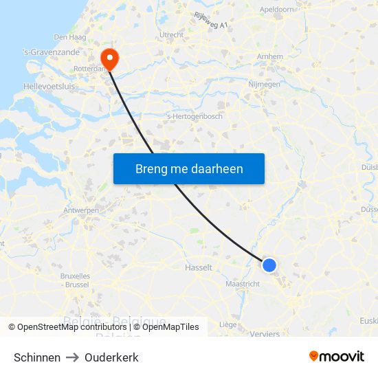 Schinnen to Ouderkerk map