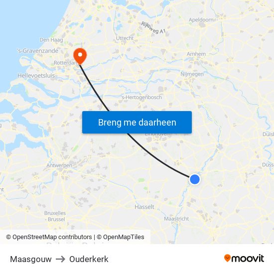 Maasgouw to Ouderkerk map