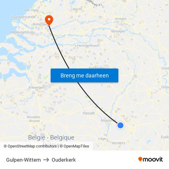 Gulpen-Wittem to Ouderkerk map