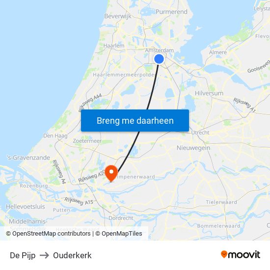 De Pijp to Ouderkerk map