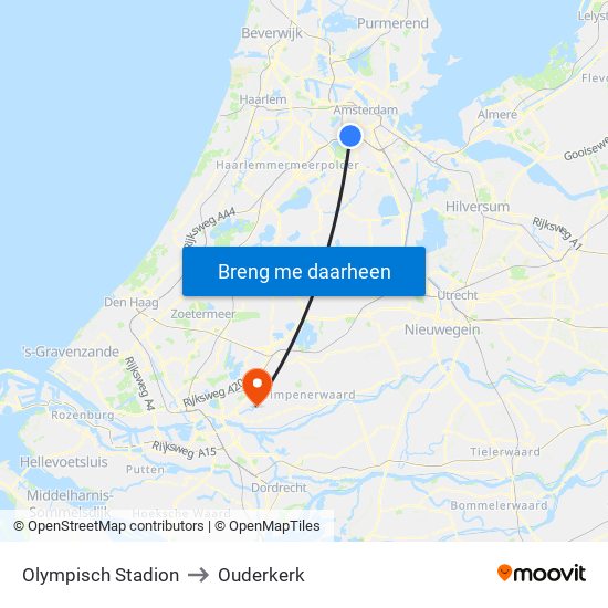 Olympisch Stadion to Ouderkerk map
