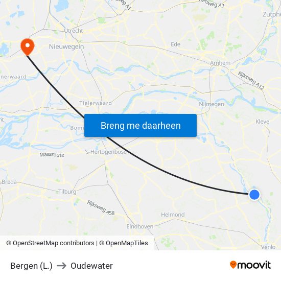 Bergen (L.) to Oudewater map