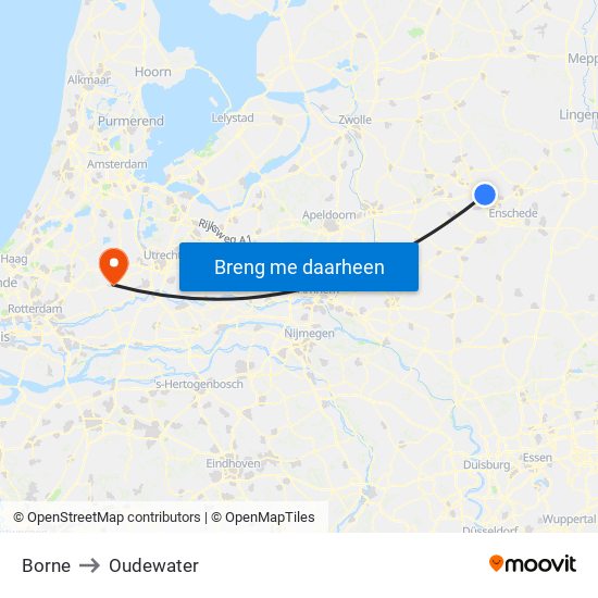 Borne to Oudewater map