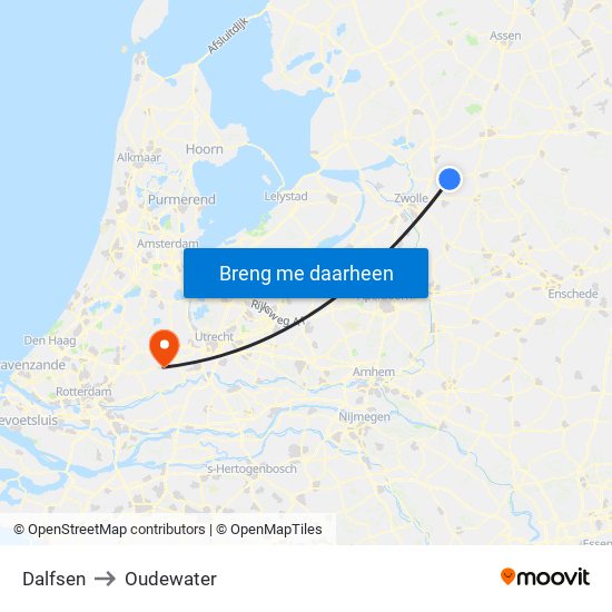 Dalfsen to Oudewater map