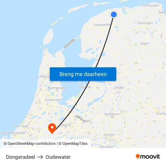 Dongeradeel to Oudewater map