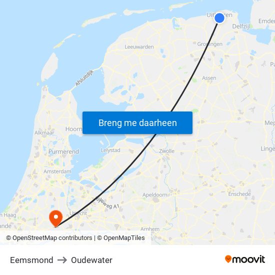 Eemsmond to Oudewater map