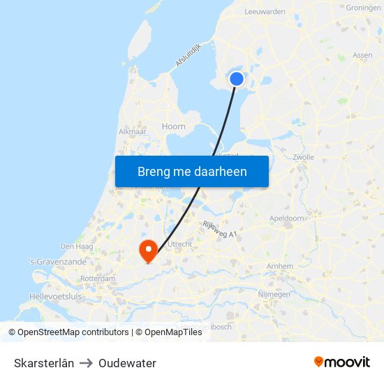 Skarsterlân to Oudewater map