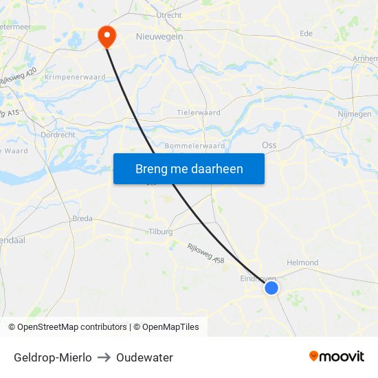 Geldrop-Mierlo to Oudewater map