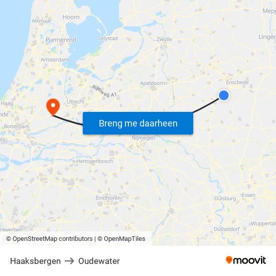 Haaksbergen to Oudewater map