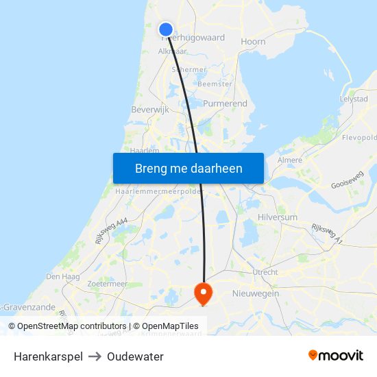 Harenkarspel to Oudewater map