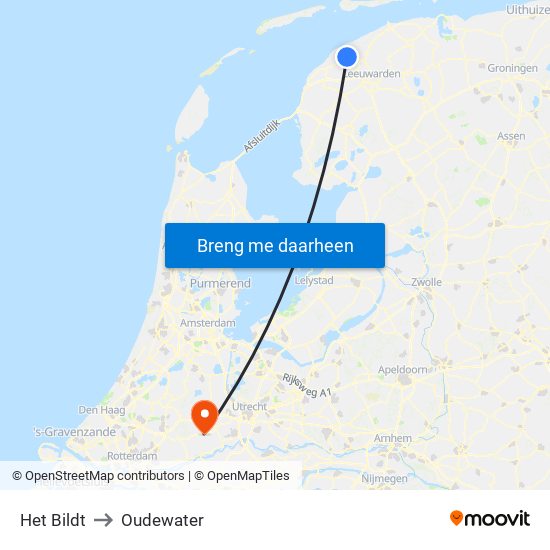 Het Bildt to Oudewater map
