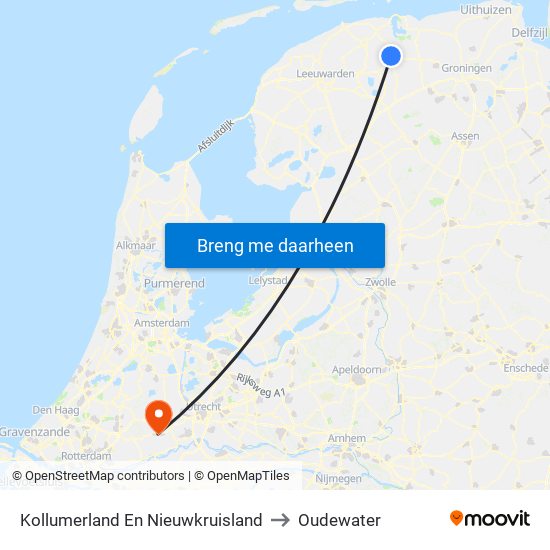 Kollumerland En Nieuwkruisland to Oudewater map