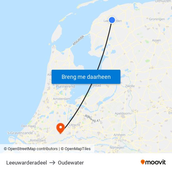 Leeuwarderadeel to Oudewater map