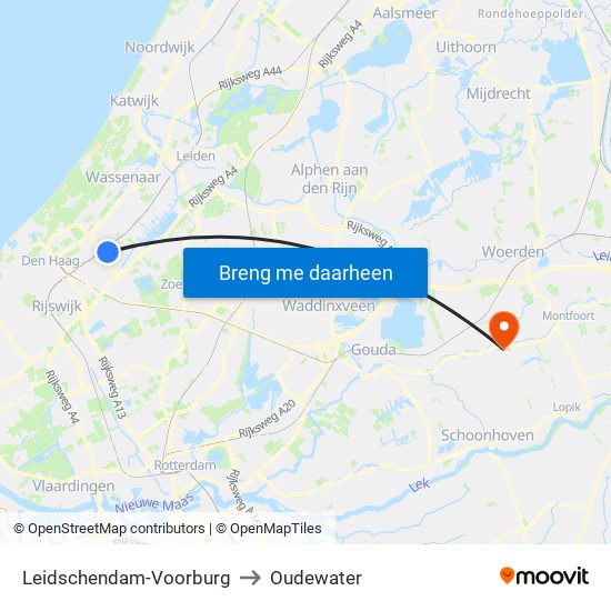 Leidschendam-Voorburg to Oudewater map
