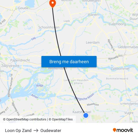 Loon Op Zand to Oudewater map